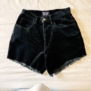 GAP Black Velvet Shorts High-Waisted Frayed Hem size 4